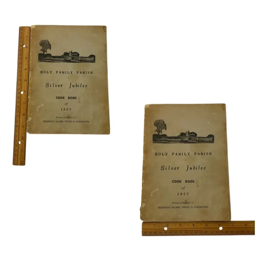 Vintage 1957 Holy Family Parish Cookbook Eisenhower Recipes Silver Jubilee Rare
